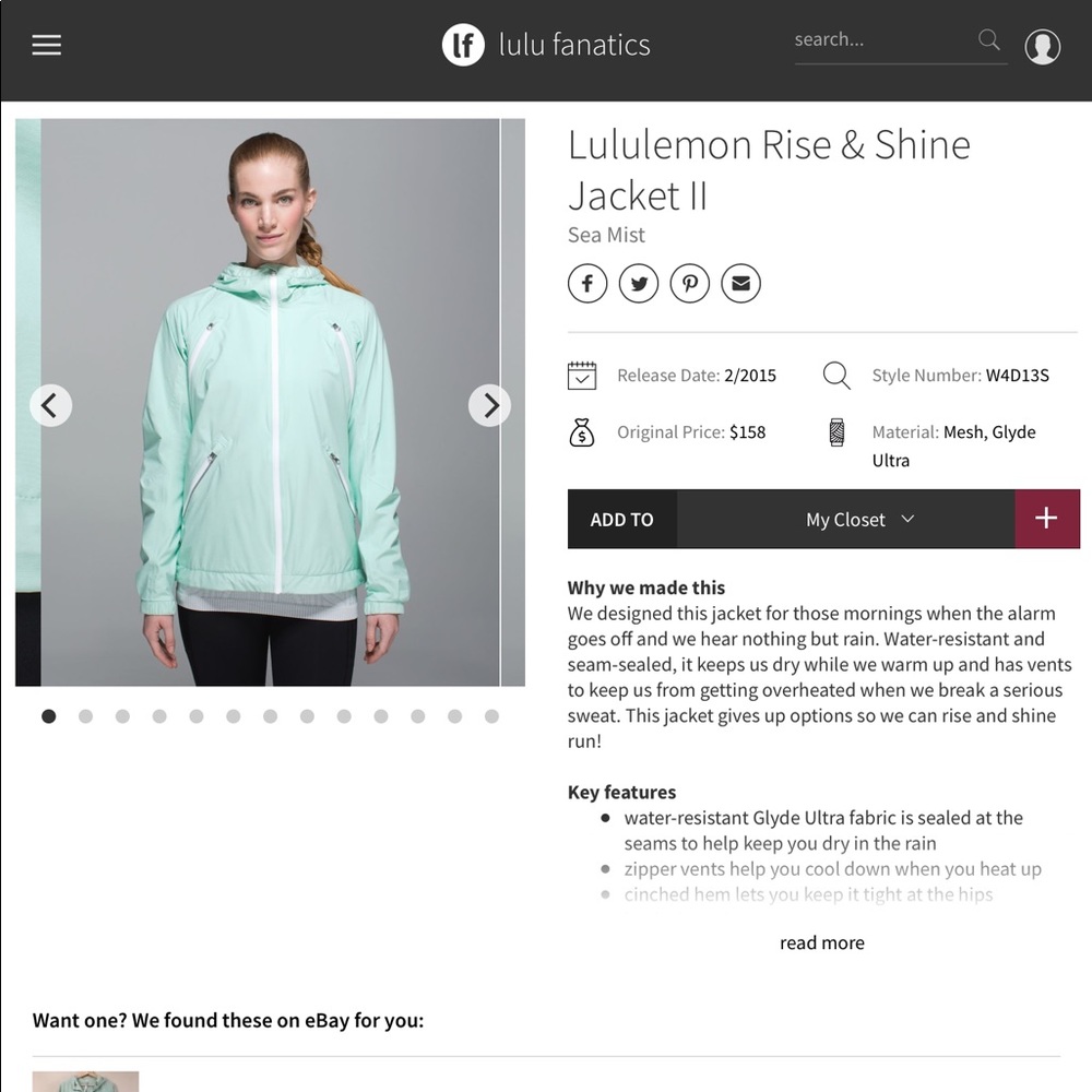 LULULEMON RISE AND SHINE JACKET II SEAFOAM 2